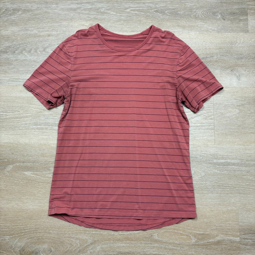 Lululemon 5 Year Basic Tee Men’s M Color Sharp Strip Copper Clay Artic Plum